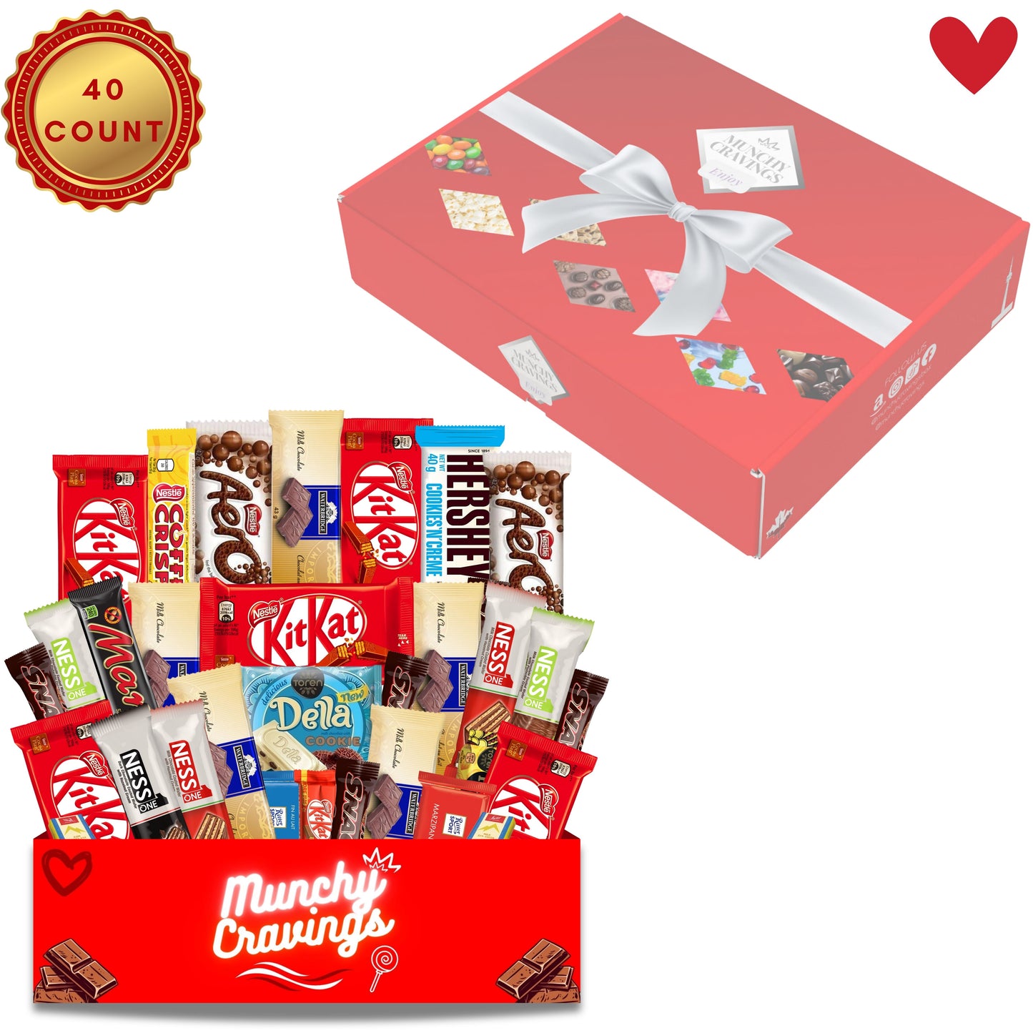 MunchyCravings Chocolate Gift Box - Our Chocolate Gift Box has Kit Kat & More – A Perfect Gift for Men & Women, Bulk Christmas Chocolate Gifts & Holiday Treats