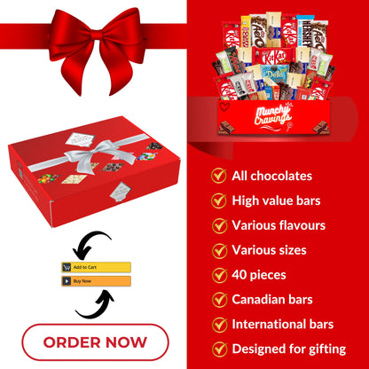 MunchyCravings Chocolate Gift Box - Our Chocolate Gift Box has Kit Kat & More – A Perfect Gift for Men & Women, Bulk Christmas Chocolate Gifts & Holiday Treats